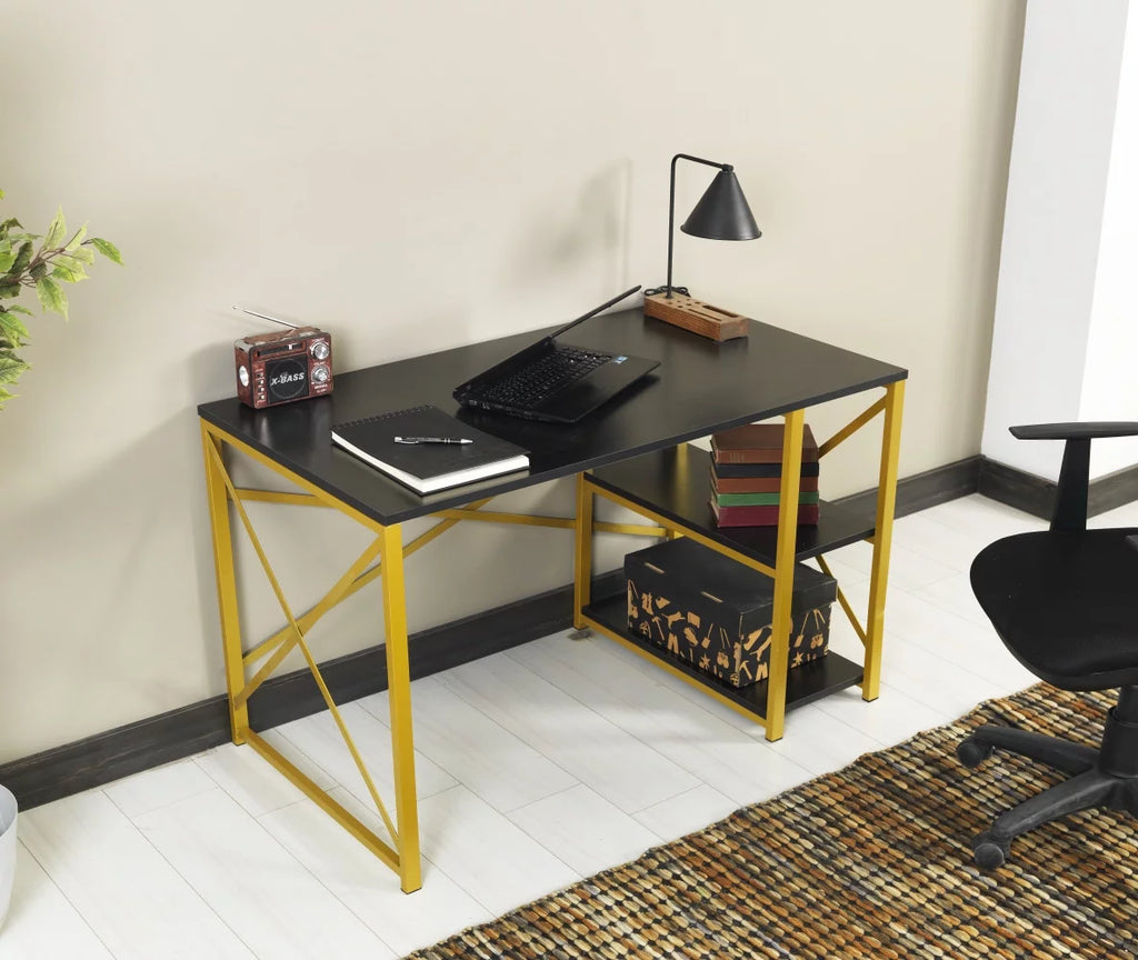 Black 47" Wooden Top Writing and Computer Desk A626017