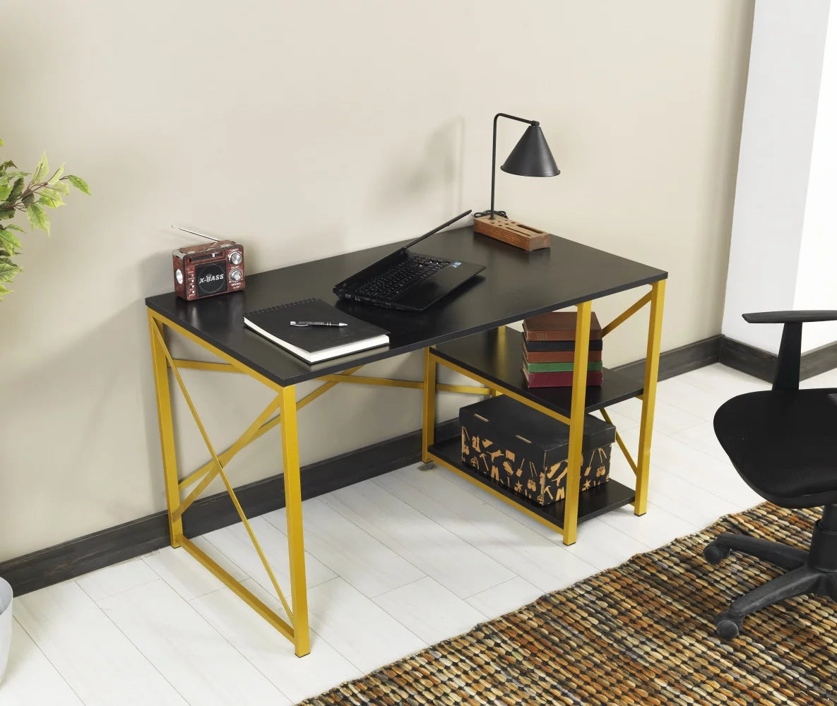 Black 47" Wooden Top Writing and Computer Desk A626017