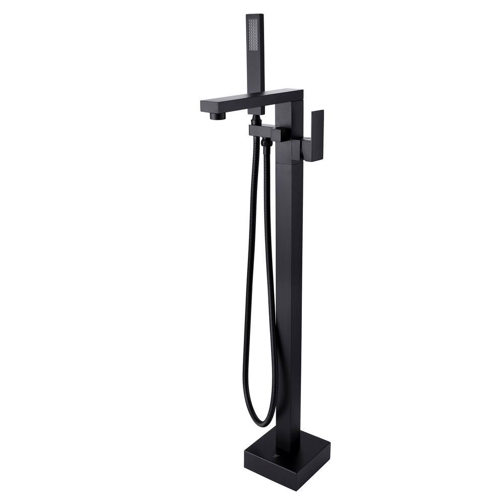 Matte Black Freestanding Tub Filler with Handshower Q984282