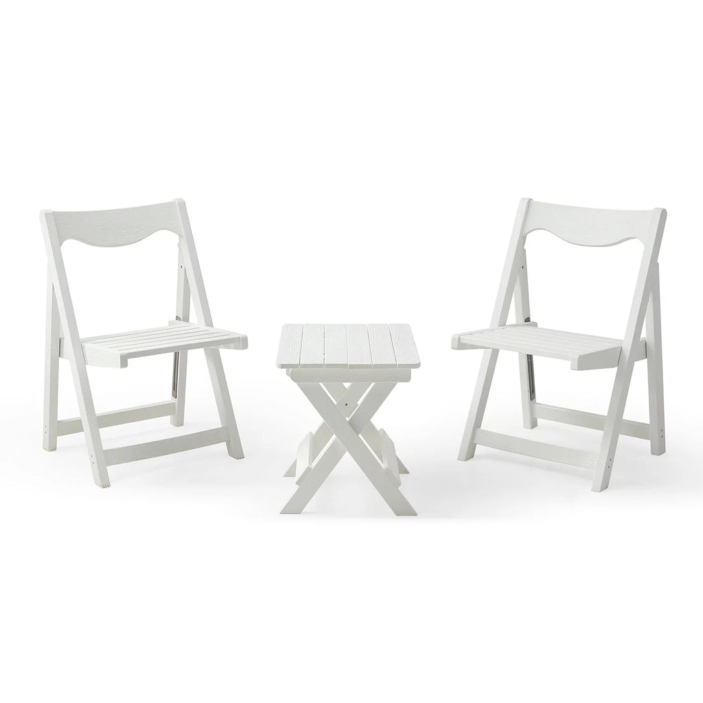 Foldable Small Table and Chair Set with 2 Chairs White L20716