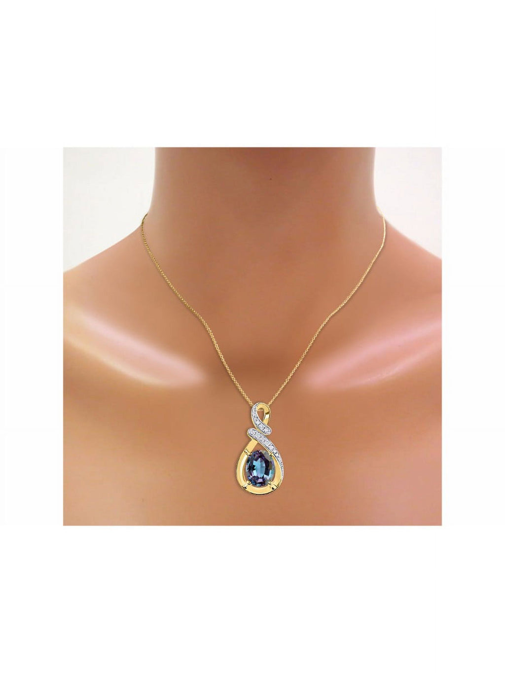 Yellow Gold Plated Love Knot Tennis Bracelet, Ring & Necklace with Alexandrite A2890