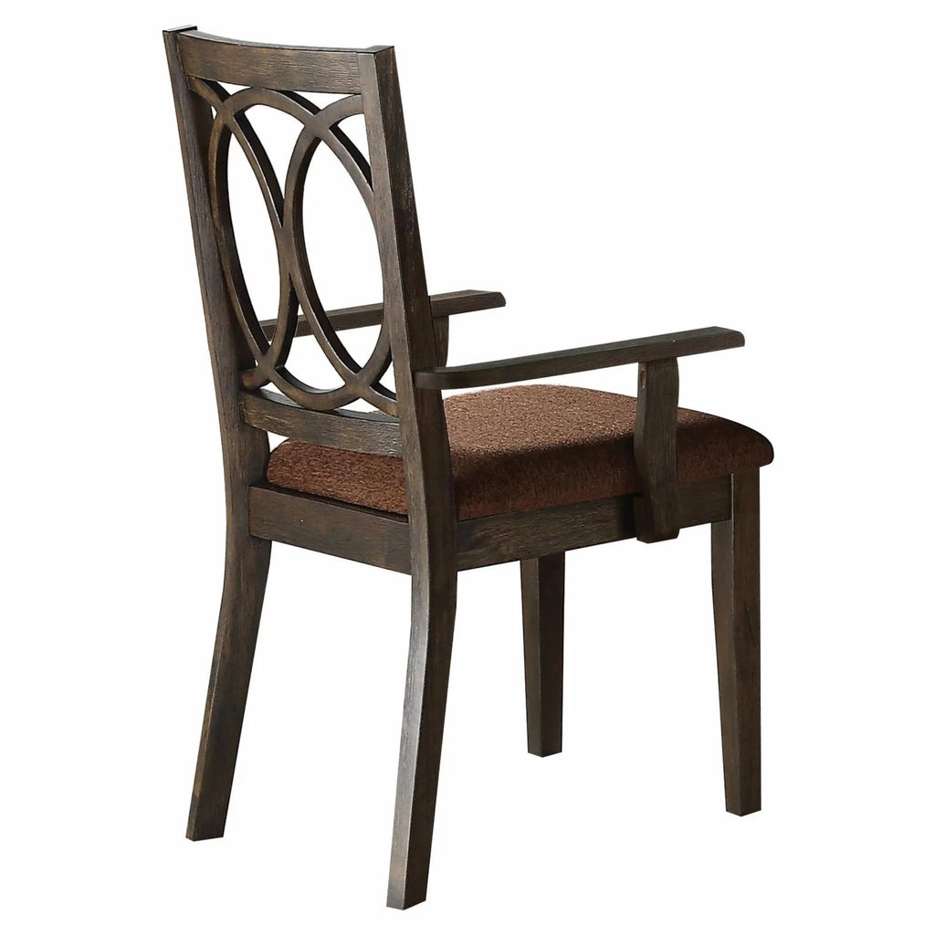 Brown Espresso Wood Upholstered Arm Chair Set of 2 A23732