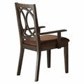 Brown Espresso Wood Upholstered Arm Chair Set of 2 A23732