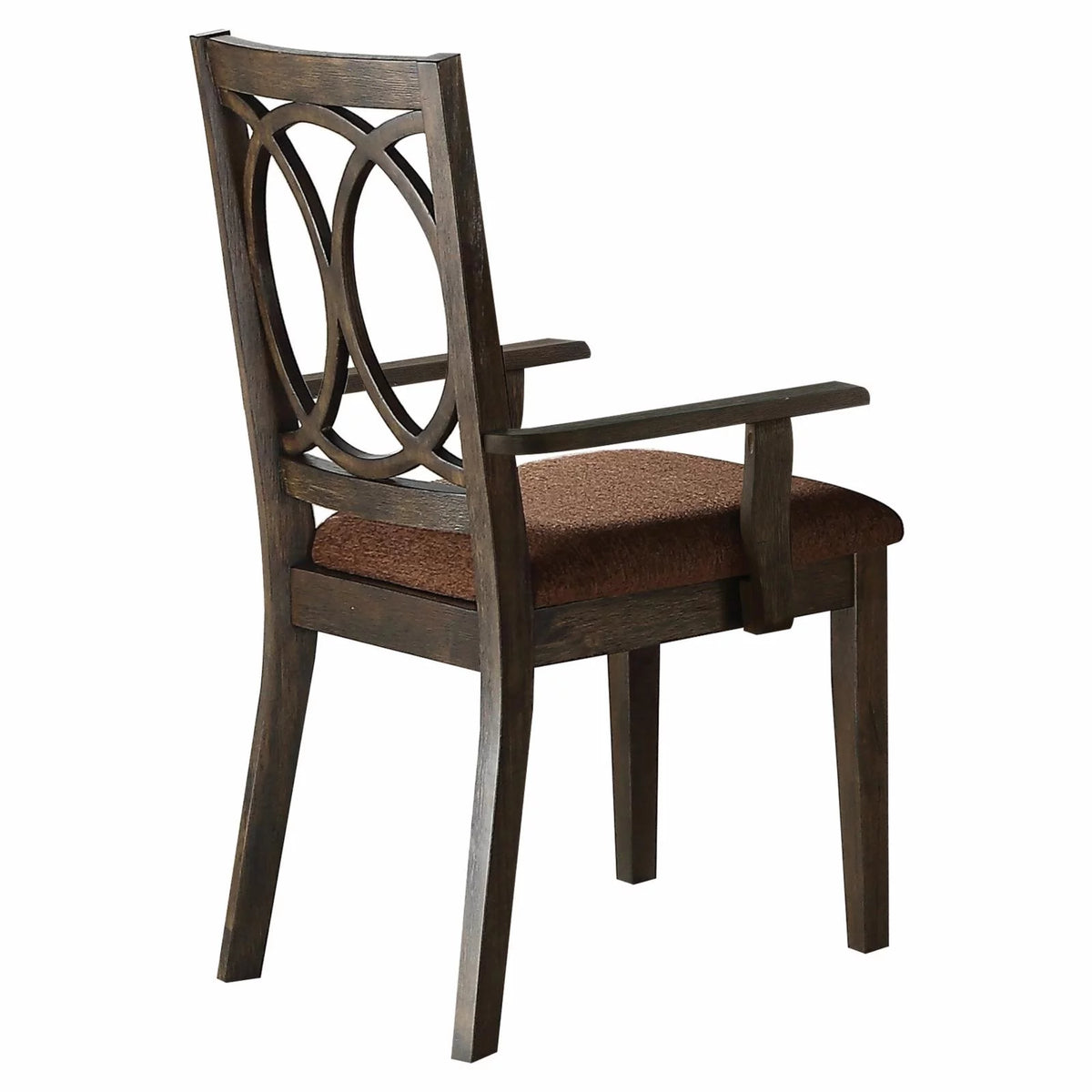 Brown Espresso Wood Upholstered Arm Chair Set of 2 A23732
