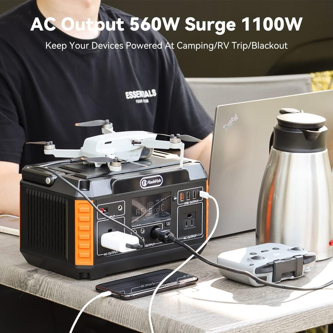 560W Portable Power Station, 520Wh/140400mAh Lithium Battery Pack with AC Outlets V791580