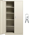 Lockable Steel Storage Cabinet with 2 Adjustable Shelves, Light Gray S640