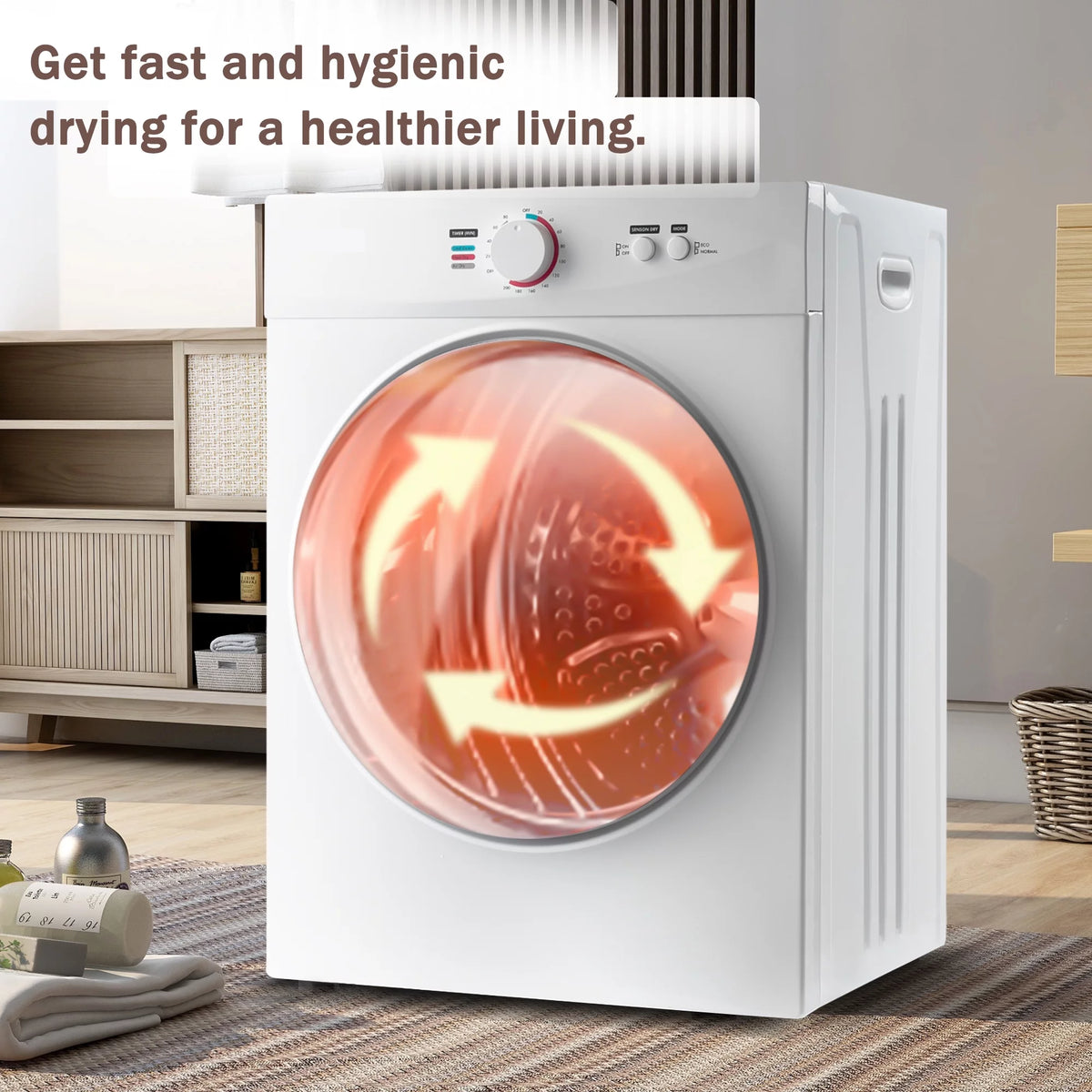 Portable Stainless Steel Laundry Dryer with Easy Knob Control H537209