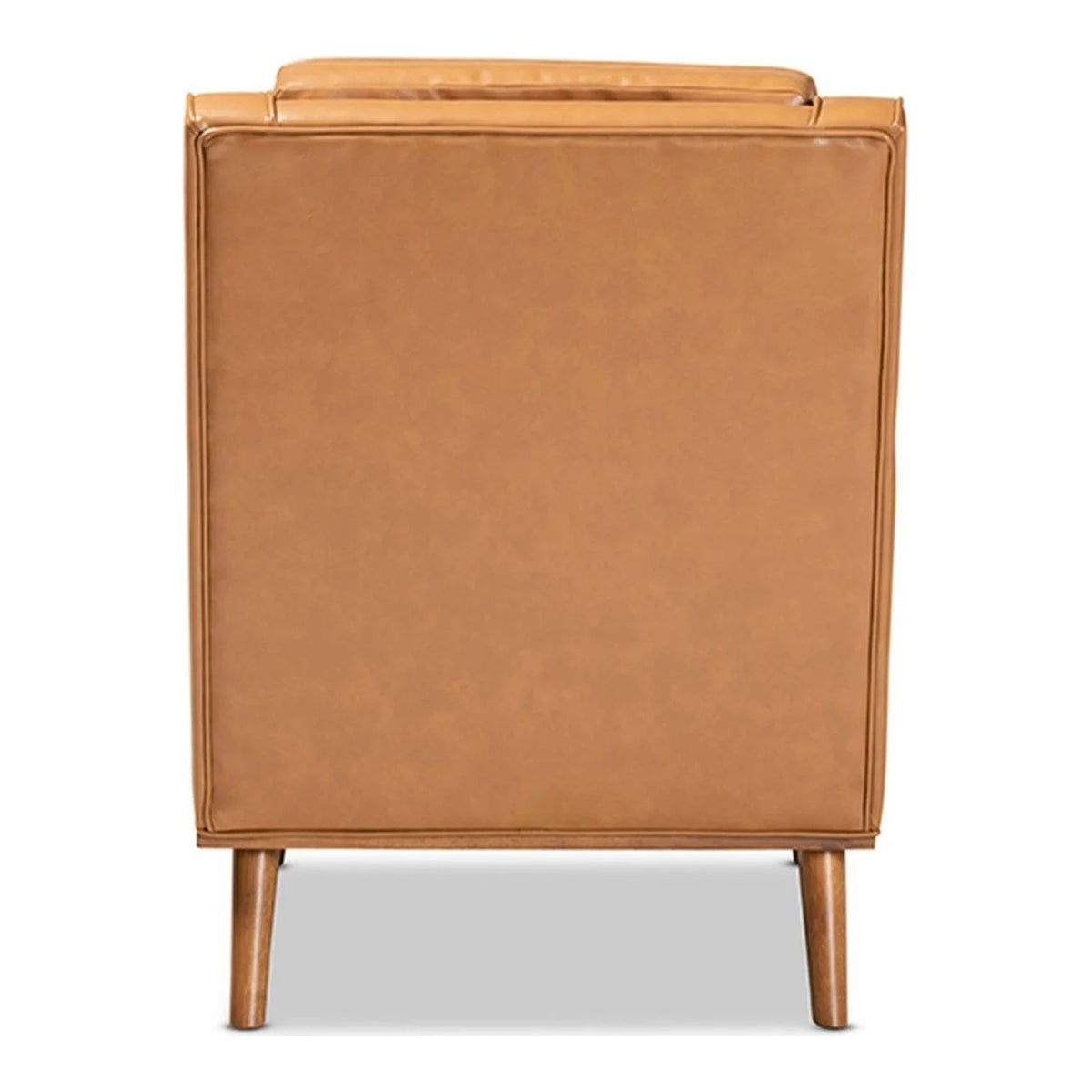 Tan Faux Leather Upholstered Walnut Brown Wood Armchair C467349