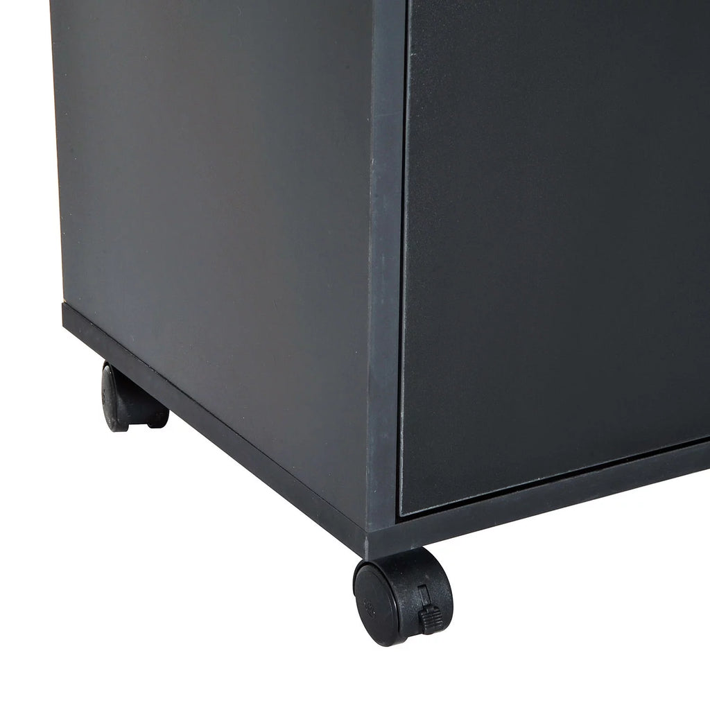 24" Rolling End Table Cart Nightstand Organizer, Black R486659