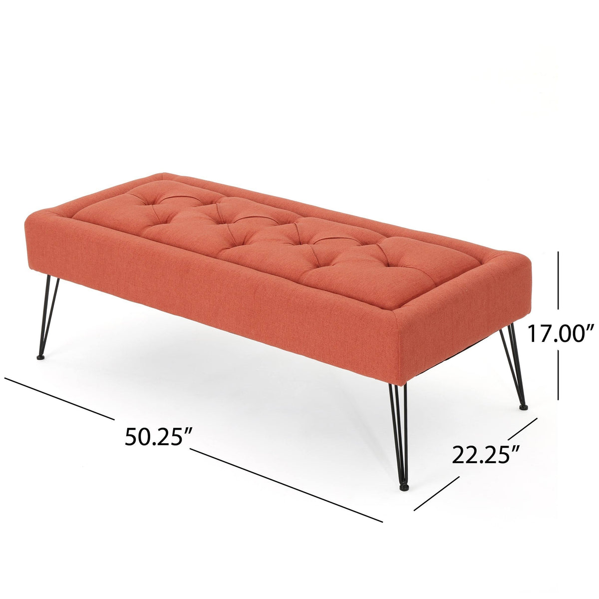 Grey Rectangle Tufted Fabric Ottoman Bench Y413390