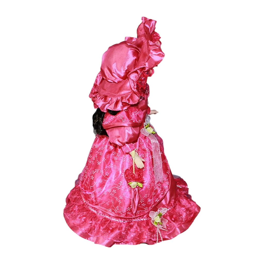 Pink Ceramic Dollhouse Lady with Dress S79579