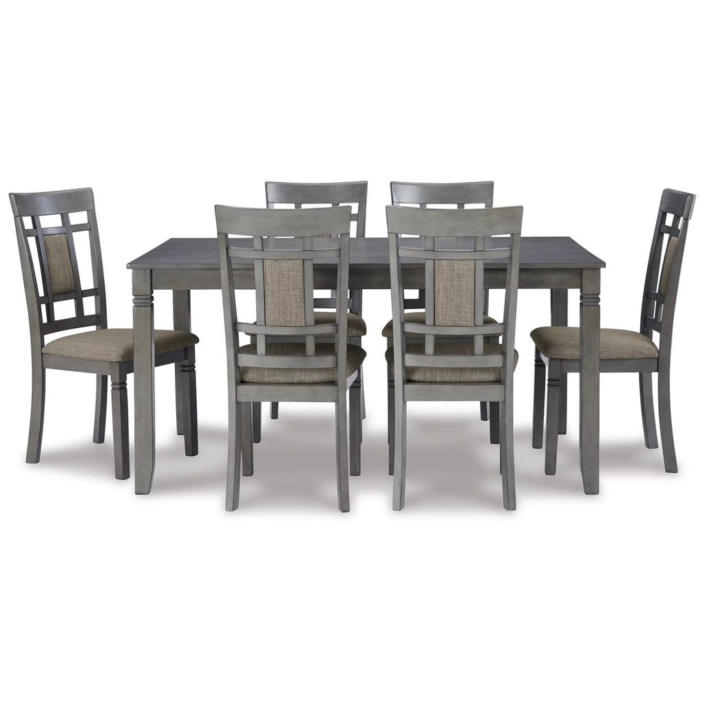 7 Piece Light Gray Wood Dining Table Set U3268