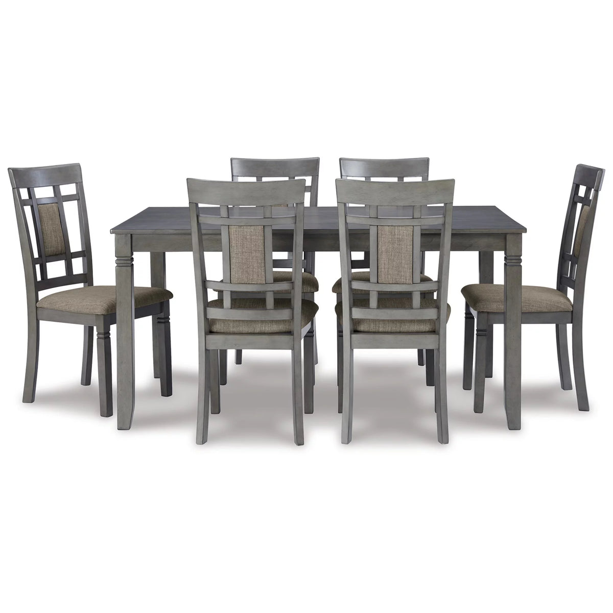 7 Piece Light Gray Wood Dining Table Set U3268