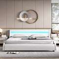 White Queen Size LED Platform Bed Frame C9755