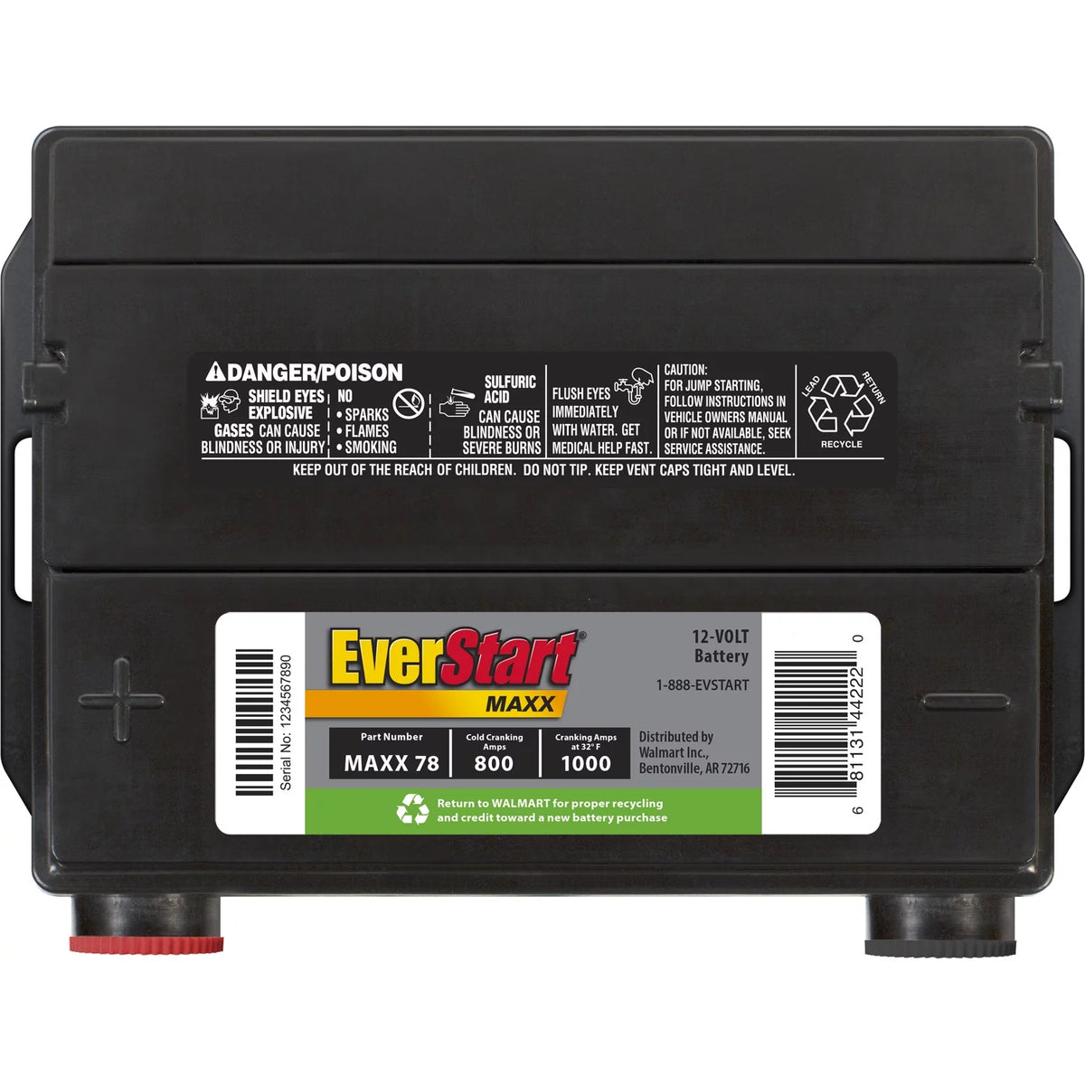Lead Acid Automotive Battery, Group Size 78 12 Volt, 800 CCA Z1774