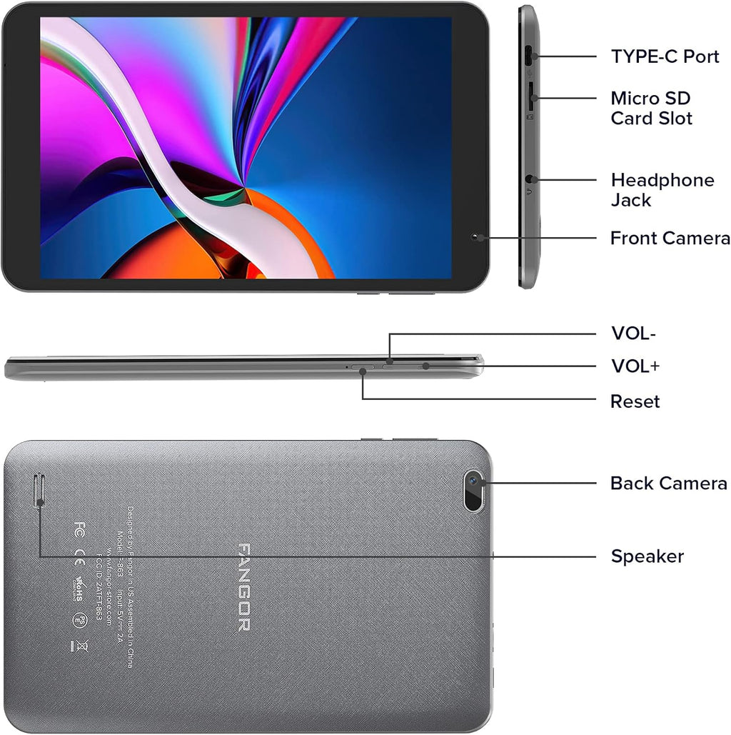 2 Pack Silver Grey 8 inch Android Tablet L7306
