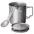 750ml Coffee Cup Mug French Press Pot with Folding Spoon Q840