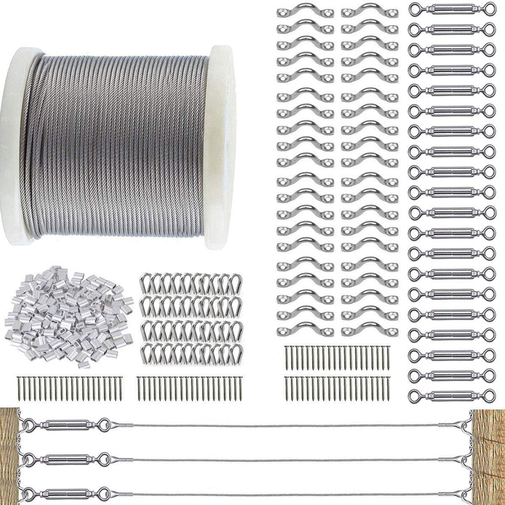 Stainless Steel 1/8 Cable Railing Kit with 100ft Wire Rope and Turnbuckles, Pack of 2 Q1355